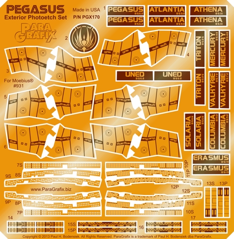 Battlestar Galactica 2003 Pegasus Model Exterior Detail Photoetch for Moebius - Click Image to Close